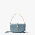 FENDI Fendigraphy Wallet on Chain Mercury blue leather wallet